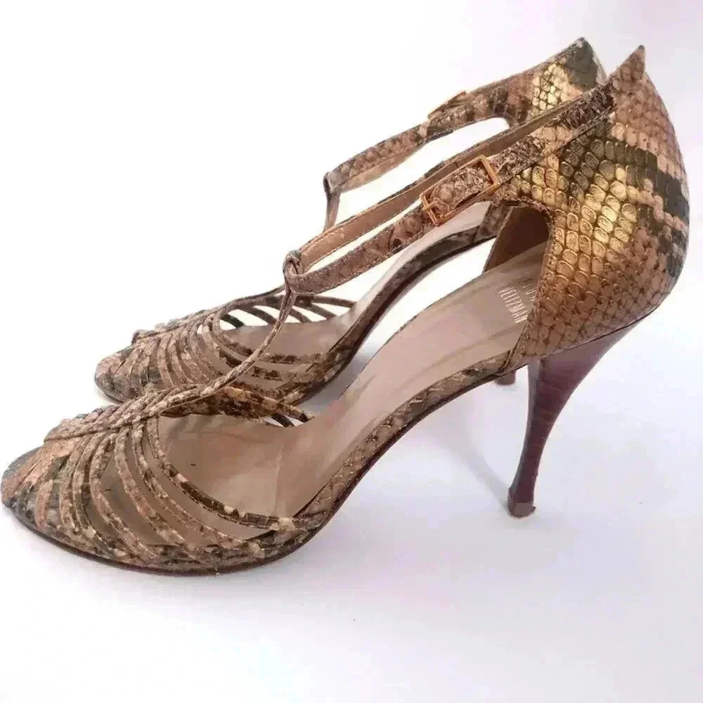 Stuart Weitzman Y2k Snakeskin Python Print Stilet… - image 3